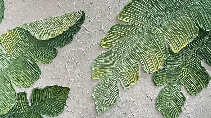 YaSheng Art- Modern minimalist 3D textured wall art Oil Paintings on Canvas Green plant paintings handmade Abstract artwork painting canvas wall art for bedroom Home Wall Art Deco Oil Painting 24x48inch