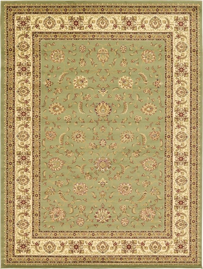 Rugs.com Aditi Collection Rug – 9' x 12' Green Low Rug Perfect for Living Rooms, Large Dining Rooms, Open Floorplans