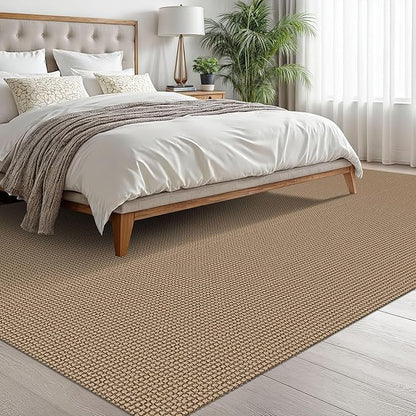 EARTHALL Woven Area Rugs 6x9 Ft Washable Living Room Rugs Non Slip Rubber Backed Dining Room Rug Braided Bedroom Rugs Indoor Floor Carpet for Living Room, Bedroom, Dining Room, Orange/Tan/Brown