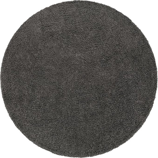 Unique Loom Solid Shag Collection Area Rug (10' 2" Round, Graphite Gray)