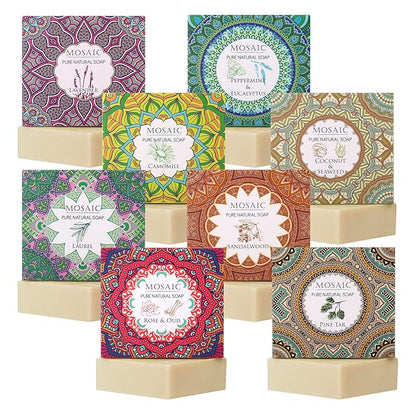 100% Natural Bar Soap w/Organic Ingredients, Vegan Soap, Moisturizing, Handmade, Scented w/Premium Essential Oils, Body Soap Bars for Women & Men