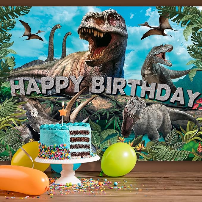 Dinosaur Backdrop,7x5FT Dinosaurs Background Dinosaur Birthday Backdrop Party Decor Dinosaur World Banner Dinosaur Theme Birthday Party Backdrop Supplies for Kids Green#1