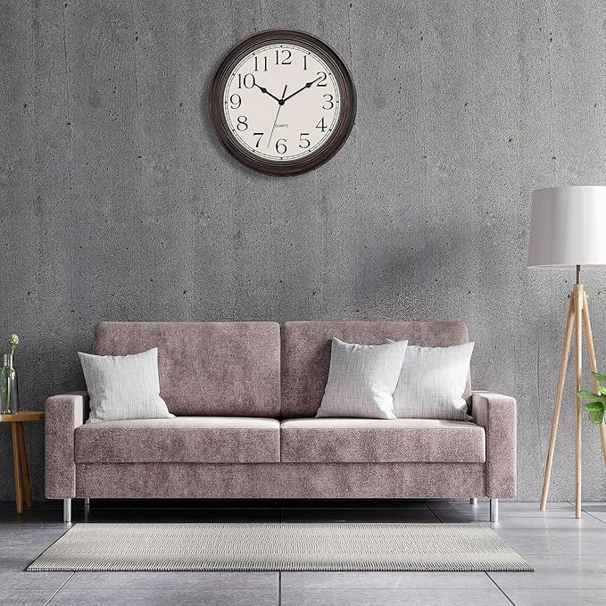 Lumuasky Retro Wall Clocks Battery Operated Silent Non-Ticking 12 Inch Classic Vintage Wall Clock Retro Rustic Style Decorative for Living Room Kitchen (Bronze)