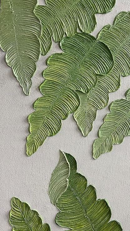 YaSheng Art- Modern minimalist 3D textured wall art Oil Paintings on Canvas Green plant paintings handmade Contemporary Abstract canvas wall art for bedroom Home Wall Deco Oil Painting 30x60inch