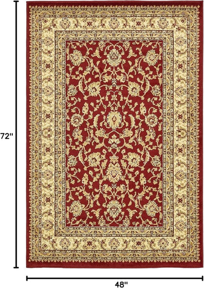 Rugs.com Aditi Collection Rug – 4' x 6' Red Low Rug Perfect for Living Rooms, Large Dining Rooms, Open Floorplans