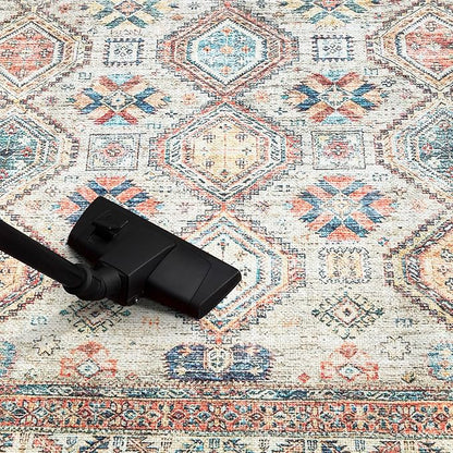 Keen Home Design 5x7 Rug - Machine Washable Area Rug with Non-Slip Backing, Ideal for Living Room, Dining Room, Bedroom - Vintage, Easy Clean, Durable, Low Pile Rug - (5' x 7')