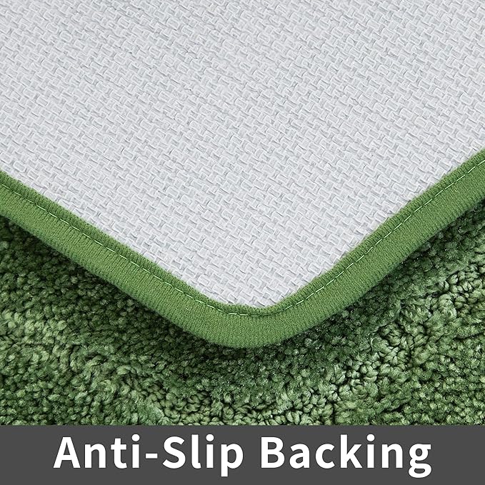 COSY HOMEER Extra Thick Bath Rugs Sets for Bathroom - Anti-Slip Bath Linen Sets Mats Soft 100% Strong Polyester Living Room Bedroom Water Absorbent(Green,20x32+24x48 -Inches)
