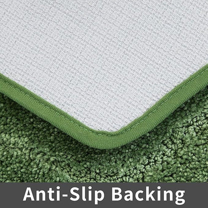 COSY HOMEER Extra Thick Bath Rugs Sets for Bathroom - Anti-Slip Bath Linen Sets Mats Soft 100% Strong Polyester Living Room Bedroom Water Absorbent(Green,20x32+24x48 -Inches)