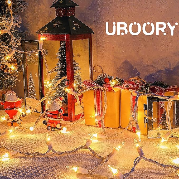 Christmas Lights 100 Count Mini Clear Lights 22.7ft White Wire Christmas Tree String Lights Set for Outdoor Indoor Christmas Decorations Wedding Decorations Valentines Day Decor,UL Certified