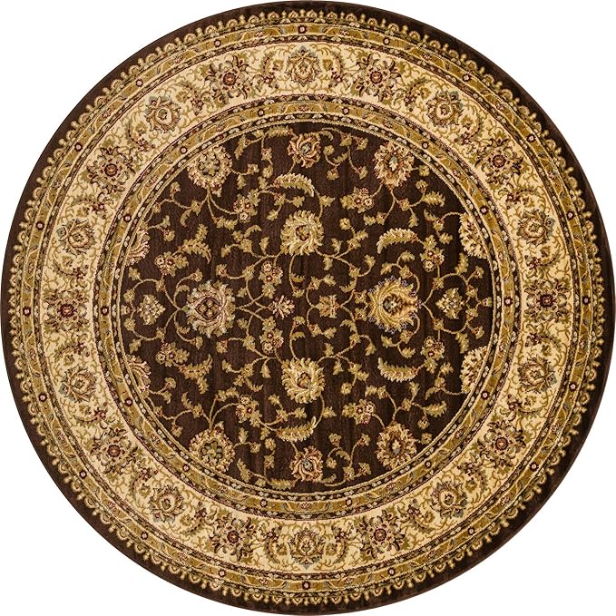 Rugs.com Aditi Collection Rug – 7' 10 Round Brown Low Rug Perfect for Kitchens, Dining Rooms
