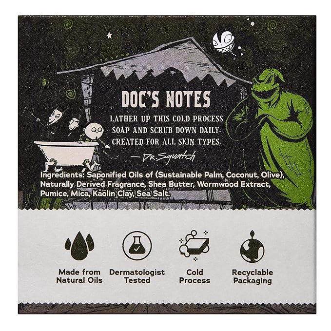 Dr. Squatch Nightmare Before Christmas Collection - Natural 4 Soap Gift Set - Cold Process Soap with No Harsh Chemicals - Skellington Suds, Oogie Boogie's Brew (4 Pack)