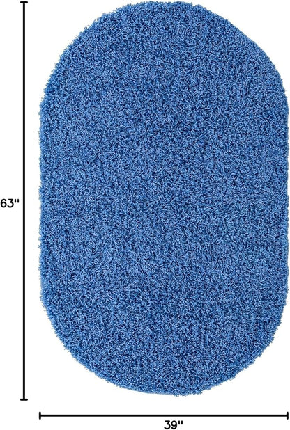 Unique Loom Solid Shag Collection Area Rug (3' 3" x 5' 3" Oval, Periwinkle Blue)