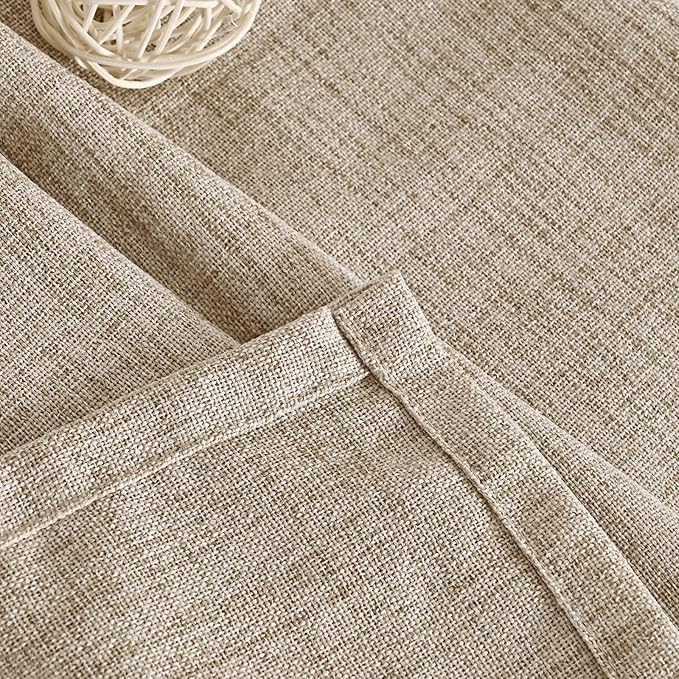 YoungsTex 90 Inch Length Linen Curtains for Living Room 2 Panels, Oatmeal Light Filtering Drapes with Pinch Pleated for Bedroom Office Country Semi Sheer Rustic Back Tab, 40 X 90 Inch