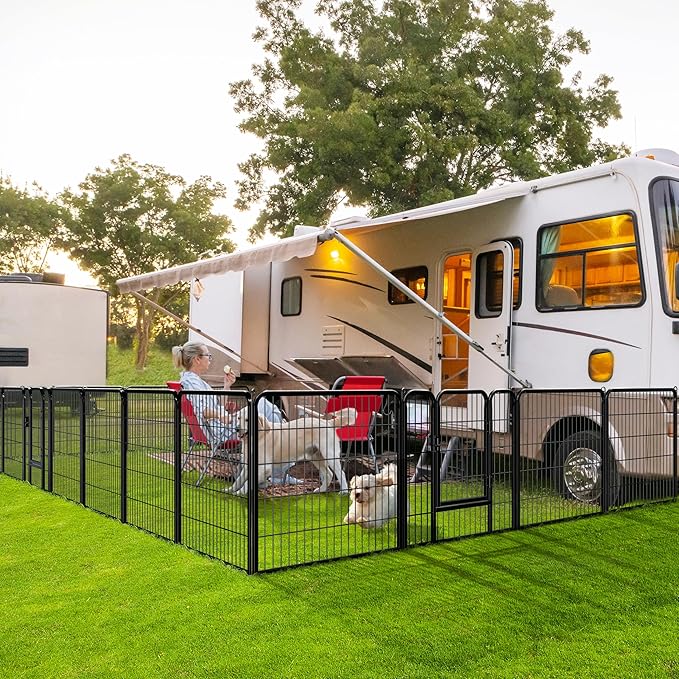 Yaheetech Dog Playpen Outdoor, 32 inch 16 Panels Dog Pen Indoor Heavy Duty Puppy Exercise Pen Metal Pet Fence for RV Camping/Yard/Garden