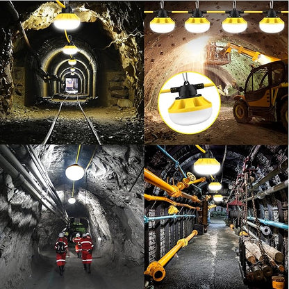 100FT LED Construction String Lights 10 Bulbs,10000LM,Industrial Grade,Weatherproof, Linkable 5000K Super Bright for Job Sites, Mining, Patios & Outdoor Work,Free for Climbing Hook 2Prong