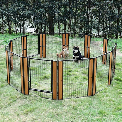 Heavy Duty Dog Playpen 32 Inch Height - Indoor Outdoor Pet Fence Enclosure for Medium and Small Dogs - Foldable Puppy Exercise Pen for Indoor and RV Camping or Yard (12 Panels, 35.4" H (Black))