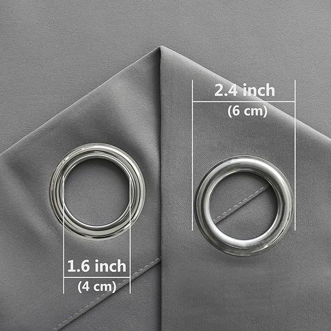 DWCN Grey Blackout Curtains for Living Room, Thermal Curtain W52 x L54 Inch Length, Room Darkening Bedroom Drapes, 2 Panels