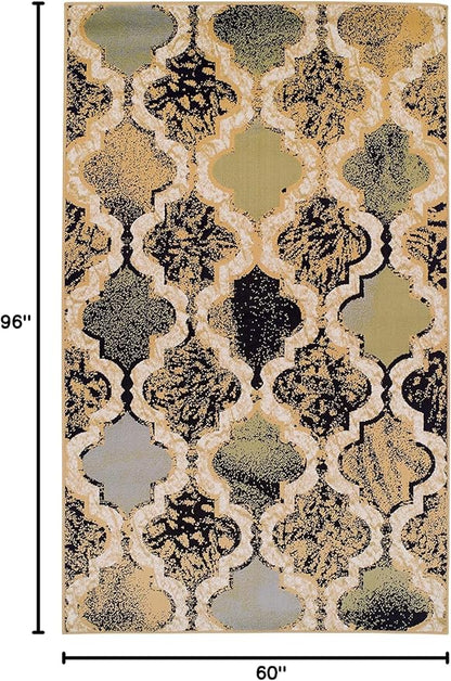 Superior Indoor Large Area Rug, Jute Backed, Perfect for Living/Dining Room, Bedroom, Office, Kitchen, Entryway, Modern Geometric Trellis Floor Decor, Viking Collection, 5' x 8', Multi-Colored