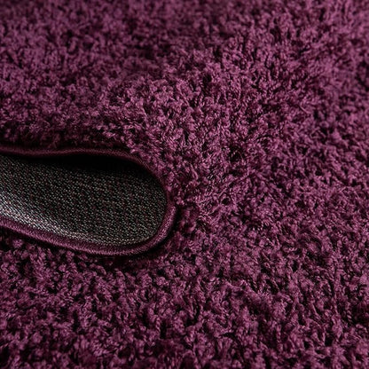 Unique Loom Solid Shag Collection Area Rug (8' x 10' Oval, Eggplant Purple)