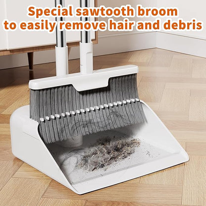 Household Broom with Dustpan Combo Set, Air Broom with Extra-Long Adjustable Aluminum Handle, Cleaning Supplies for Housekeeping (M3)