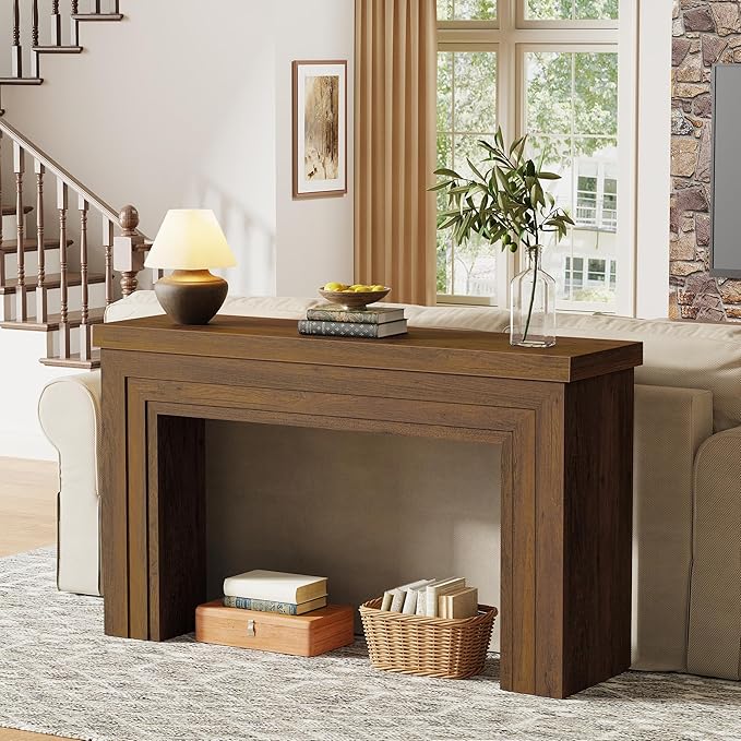 Huuger 54 Inch Entryway Table, Retangular Console Table with Storage, Farmhouse Sofa Table Behind The Couch, Long for Entrance, Hallway, Foyer, Living Room, Retro