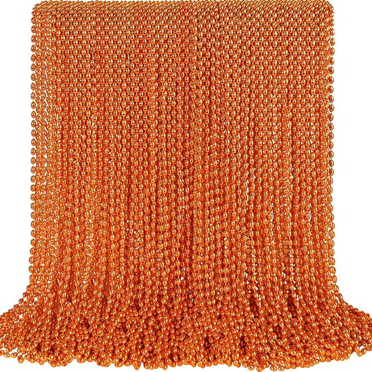 SHAOQINLIN 100 PCS Orange Bead Necklace, Orange Mardi Gras Beads, Halloween Necklaces, 30.5 Inch Party Beads Oval Beaded Necklace for Mardi Gras, Christmas, Halloween