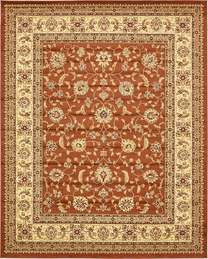 Rugs.com Aditi Collection Rug – 7' 10 x 10' Brick Red Low Rug Perfect for Living Rooms, Large Dining Rooms, Open Floorplans