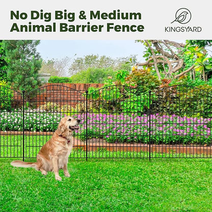 Kingsyard 10 Panels No Dig Tall Garden Fence Animal Barrier, 32in(H) x23.3ft(L) Decorative Outdoor Dog Fences for Yard Patio, Rustproof Garden Borders for Rabbits, Temporary Fencing
