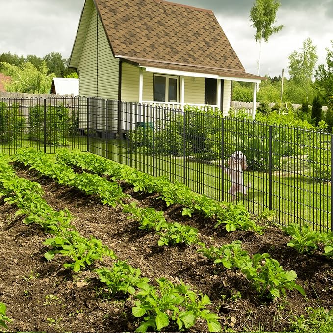 Decorative Garden Fence 10 Panels 23.6 ft(L) X 32 in(H) Animal Barrier for Yard, Patio, Garden Borders, No-Dig Outdoor Fencing with Rustproof Metal Panels, Temporary Ground Stakes for Dogs, Rabbit