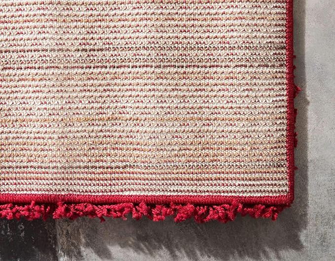 Unique Loom Solid Shag Collection Area Rug (8' x 11' Rectangle, Cherry Red)
