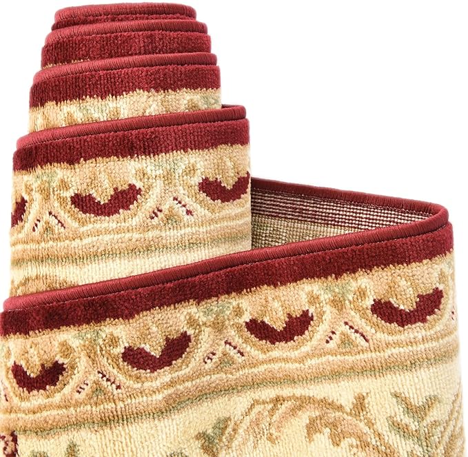 Unique Loom Versailles Collection Traditional Classic Floral Motif Area Rug (5' 0 x 5' 0 Round, Burgundy/Ivory)