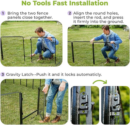 SunsGrove Dog Playpen Outdoor, Heavy Duty 40 Inch 8 Panels Dog Playpen for Medium and Large Dogs, Free and Safe Play Dog Fence Indoor, Black