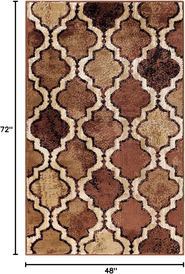 Superior Indoor Small Area Rug, Jute Backed, Perfect for Living/ Dining Room, Bedroom, Office, Kitchen, Entryway, Modern Geometric Trellis Floor Decor, Viking Collection, 4' x 6', Brown