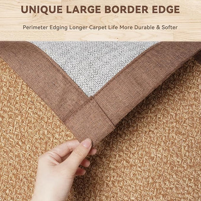 Washable Hallway Runner Rug 2x8 Jute Like Kitchen Runner Mat Rugs Non Slip, Woven Soft Entryway Farmhouse Runner Boho Floor Carpet for Indoor Laundry Hall Backdoor Bedroom Living Room, Brown