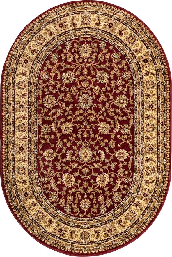 Rugs.com Aditi Collection Rug – 4' x 6' Oval Red Low Rug Perfect for Living Rooms, Large Dining Rooms, Open Floorplans