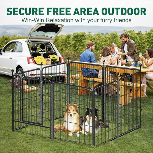 Dog Playpen Outdoor, 8 Panels 40" High Heavy Duty Metal Dog Pen, Pet Fence for Large/Medium/Small Dogs, with Doors Foldable Metal Dog playpen Exercise Pen for RV, Camping, Yard