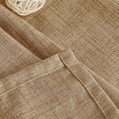 YoungsTex Burlap Linen Curtains 84 Inch Length for Living Room, Textured Tan Semi Sheer Drapes with Bronze Grommet Light Filtering for Farmhouse Bedroom, Toffee, 2 Panels, 52 X 84 Inch