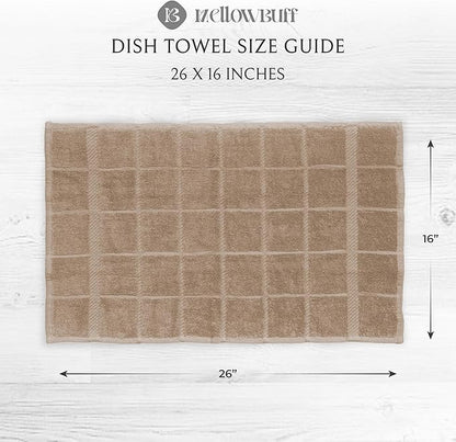 100% Cotton Terry Dish Cloth & Dish Towel, 6 Pack, Super Soft and Absorbent Kitchen Towels, Perfect for Kitchen Cleaning and Dish Washing (TAN (DT and DC Combo))