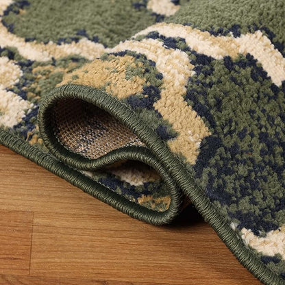 Superior Indoor Small Area Rug, Jute Backed, Perfect for Living/ Dining Room, Bedroom, Office, Kitchen, Entryway, Modern Geometric Trellis Floor Decor, Viking Collection, 2' x 3', Green