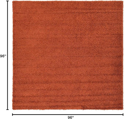 Unique Loom Solid Shag Collection Area Rug (8' Square, Terracotta)