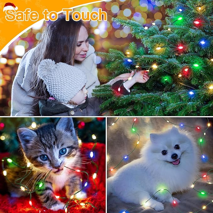 Ollny Christmas Lights 800 LED 262FT Plug in, IP67 Waterproof Green Wire Outdoor Christmas Lights with Remote, 8 Modes with Timer String Light for House Indoor Xmas Decorations Multicolored