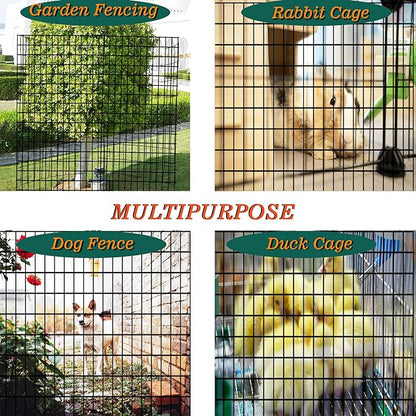 Black Metal Garden Fence, 72inch(H) x 100ft(L), 2 inch x 3 inch,14GA 2/3/4/5/6 Ft Tall Chicken Wire PVC Coated Welded Wire Mesh Roll for Dogs Border Yard Vegetable Plant Protection Poultry Netting