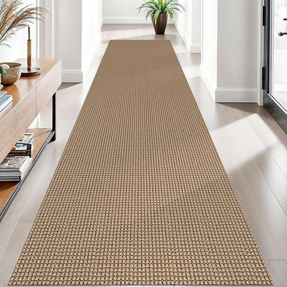 EARTHALL Woven Runner Rug 3x10 Ft Washable Runners for Hallways Long Non Slip Rubber Backed Kitchen Runner Braided Indoor Floor Carpet Runners for Entryway, Hallway, Kitchen, Orange/Tan/Brown