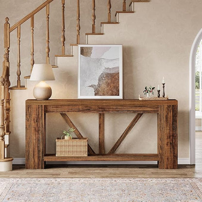 Tribesigns 70.9" Narrow Long Console Table, 2-Tier Farmhouse Entryway Table with Storage, Modern Entry Sofa Table Behind Couch for Hallway, Foyer, Living Room, Dark Brown