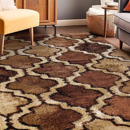 Superior Indoor Small Area Rug, Jute Backed, Perfect for Living/Dining Room, Bedroom, Office, Kitchen, Entryway, Modern Geometric Trellis Floor Decor, Viking Collection, 3' x 5', Brown