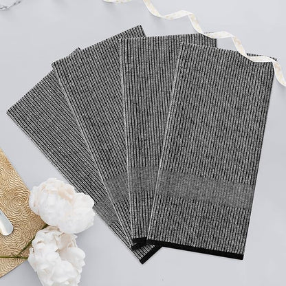 Homaxy Premium Kitchen Towels(18”x 28”, 12 Pack), Large Cotton Kitchen Hand Towels, Flat and Terry Dish Towels, 380 GSM Highly Absorbent Tea Towel Set with Hanging Loop, Black
