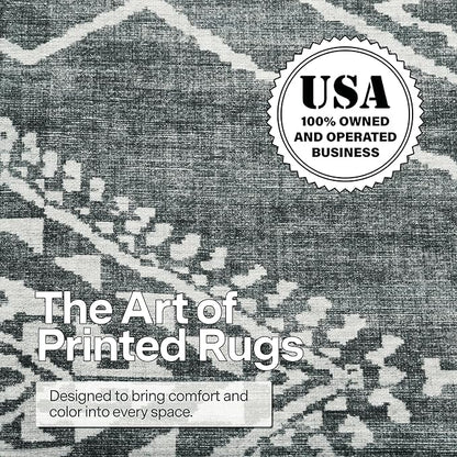 ReaLife Rugs Machine Washable Area Rug Runner - Living Room Bedroom Bathroom Kitchen Entryway Office - Padded Low Pile Stain Resistant Premium - Moroccan Diamond Tribal - Jax - Gray 3' x 5'
