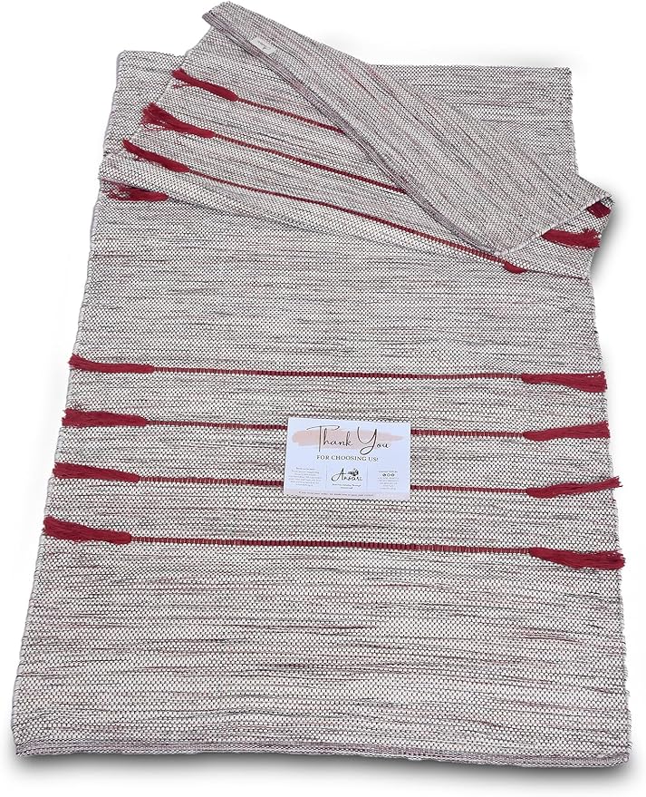 Craftyansari Handwoven Cotton Yoga Mat, Natural, 72 x 24 Inches, Fair Trade, Soft Absorbent Surface for Exercise, Workout, Meditation