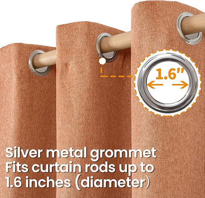 BGment Burnt Orange Linen Curtains for Living Room 108 Inch Length, Terracotta Fall Drapes with Grommet Textured Light Filtering Non See Through for Bedroom, 2 Panels, Each 52 Inch Wide