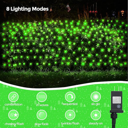 WBao Christmas Lights, 200LED 8.4ft x 5.2ft Net Lights Outdoor Mesh Light with 8 Modes, Timer, UL Certified, End to End Connectable, Waterproof for Lawn, Bushes Outdoor Christmas Decorations, Green